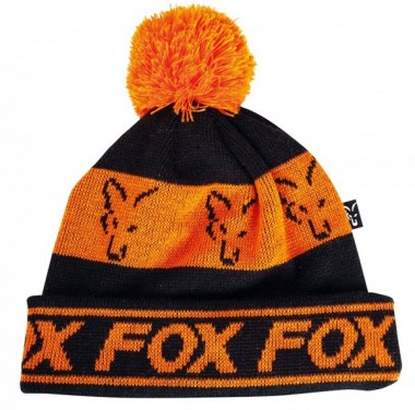 CZAPKA BLACK ORANGE LINED BOBBLE FOX