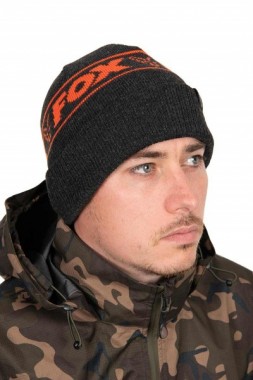 CZAPKA COLLECTION BEANIE HAT BLACK ORANGE FOX