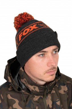 CZAPKA COLLECTION BOBBLE BLACK ORANGE FOX